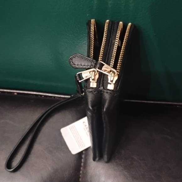 Coach Smooth Leather Double Corner Zip Black F64581 NWT - Picture 5 of 10